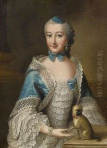 Portrat Einer Dame Des Mopsordens by Anna Rosina Lisiewski