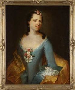 Portrait Einer Dame Mit Ohr- Und Blumenschmuck