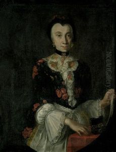 Bildnis Einer Dame Im Blumenbestickten Kleid Mit Perlenkette Und Schmuckkastchen by Anna Rosina Lisiewski