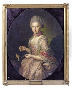 Portrait Of Augusta Dorothea Princess Of Brunswick-wolfenbuttel by Anna Rosina Lisiewski