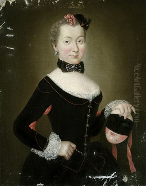 Bildnis Der Henriette Sophie Christine Von Luderitz, Geborene Von Rochow, Mit Venezianischer Karnevalsmaske - view 1