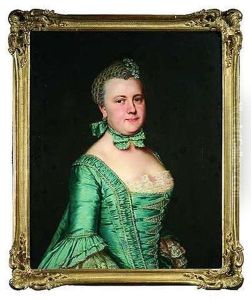 Bildnis Einer Vornehmen Dame Im Blauen Atlaskleid by Christian Friedrich Reinhold Lisiewski