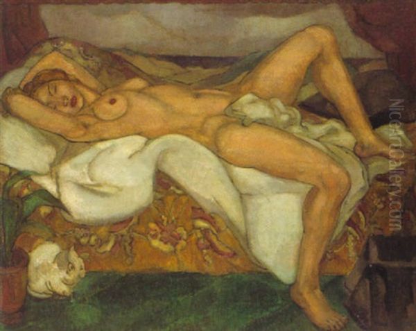 Weiblicher Akt Auf Dem Sofa Liegend - view 1