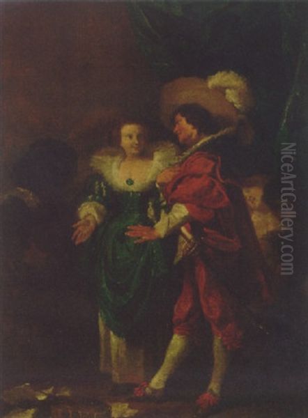 Elegant Figures With A Lute Player - view 1