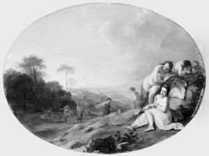 Nymphs In A Landscape by Dirck Van Der Lisse