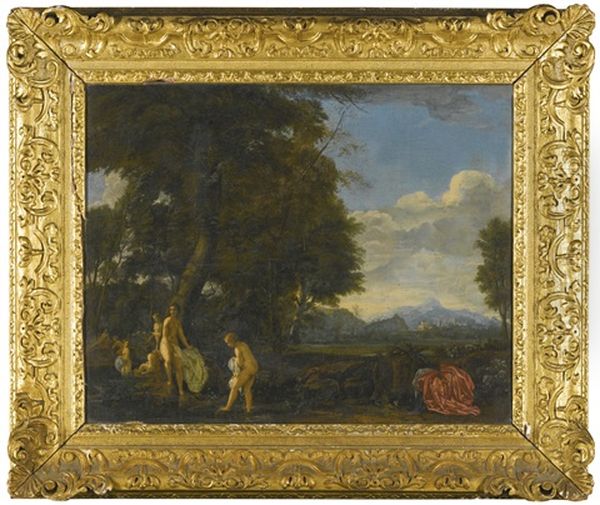 Nymphs Bathing In A Woodland Grotto - view 1
