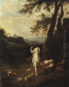 Jeunes Femmes Et Troupeau Dans Un Paysage Jeunes Femmes Et Troupeau Dans Un Paysage