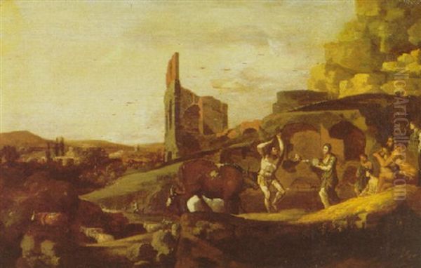 A Bacchanale With Classical Ruins Beyond - view 1