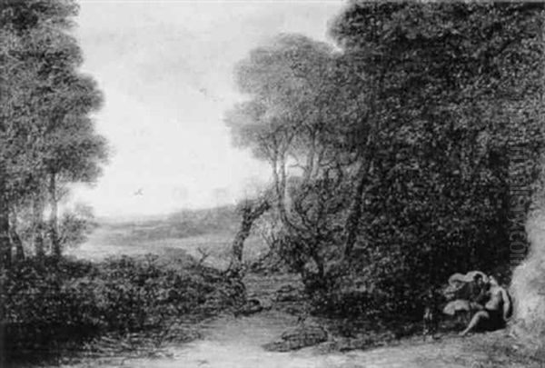 Venus Und Adonis Mit Schlafendem Amor In Einer Landschaft - view 1