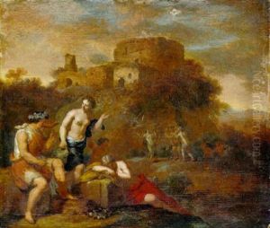 Bacchus Drinking The Nymphs, The Drunken Silenus By A Ruined Tower