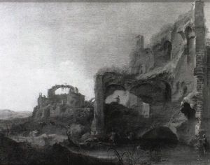 An Italianate Landscape With Herdsmen And Cattle At A Pool by Dirck Van Der Lisse