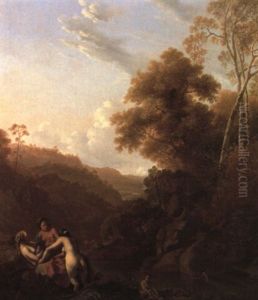 Italianate Landscape With Nymphs Bathing In A Rocky Pool by Dirck Van Der Lisse