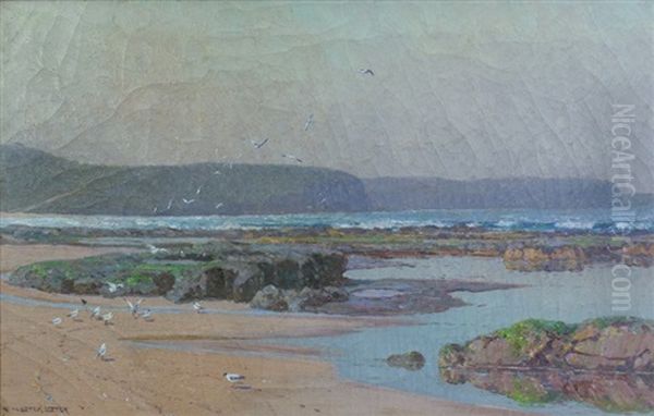 Beach Scene With Gulls, Probably Newport - view 1