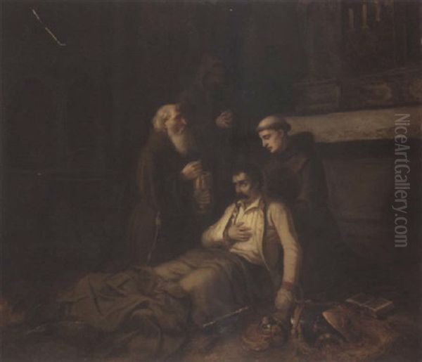 A Wounded Soldier Receiving The Last Rites - view 1