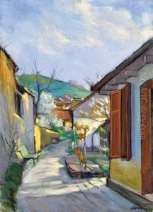 Street Of Nagybanya by Endre Litteczky