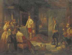 Sir Anthony Van Dijck Painting A Portrait Of King Charles I Ofengland by Karl Bennert