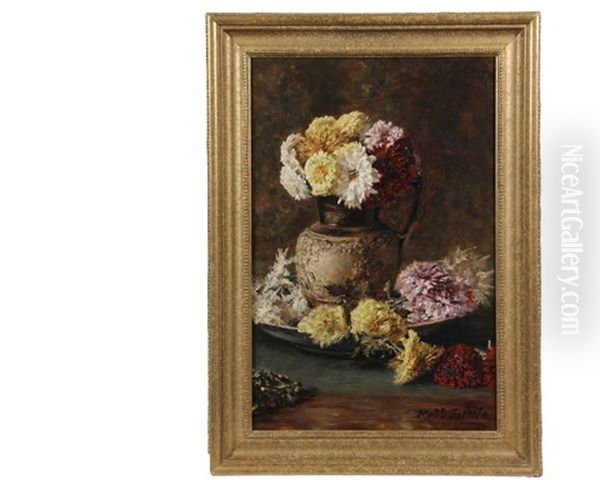 Chrysanthemums In An Earthenware Jug - view 1