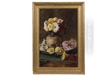 Chrysanthemums In An Earthenware Jug