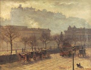 The Mound And Edinburgh Castle From The North Side Of Princes St., Edinburgh The Mound And Edinburgh Castle From The North Side Of Princes St., Edinburgh