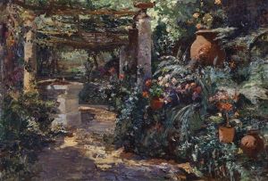 Sudliche Gartenlandschaft (abbazia?) by Leontine (Lea) von Littrow