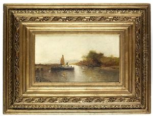 Flusslandschaft Mit Fahre by Leontine (Lea) von Littrow
