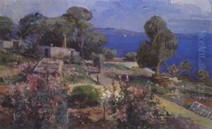 Sudliche Sommerlandschaft (garten Der Villa Hoyos In Fiume) by Leontine (Lea) von Littrow