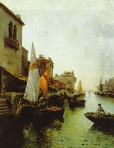 Marktszene Auf Einem Kanal (chioggia?)