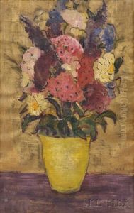 Floral Still Life With Laurel, Foxglove, And Daisies