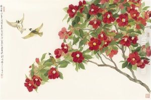Chinese Bulbul And Camellia by Liu Yong