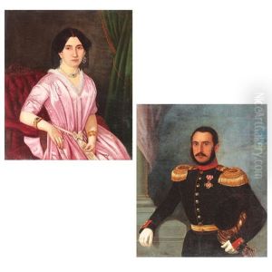 Portretul De Familie Al Sublocotenentului Emanoil Boteanu Si Al Sotiei Sale Zoe Boteanu Panaitesku by Niccolo Livaditti