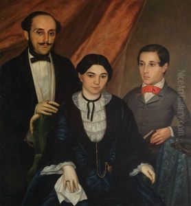 Family Portrait Of A Romanian Boyar (from The Post-revolution Period) by Niccolo Livaditti