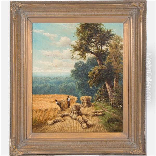 Workers Within A Hayfield - view 1