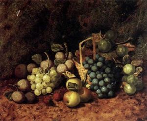 A Still Life With Grapes, Plums, Apples And Strawberries by Henry John Livens