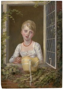 Madchen Mit Strohhut Am Fenster