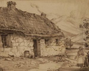 A Crofter's Cottage In The Highlands by Alfred Bennett