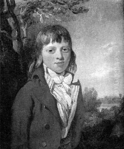 Portrait Of A Young Boy Wearing A Red Coat And Yellow Waistcoat, Eton College Chapel Beyond