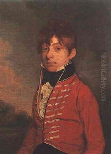 Portrait Of David Harriott, Aged 17, Standing In A Landscape Wearing A Uniform by Richard Livesay