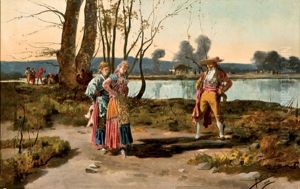 Majos Junto Al Lago by Angel Lizcano Y Monedero