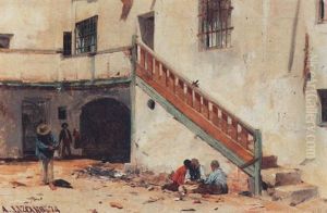 Children In A Courtyard by Angel Lizcano Y Monedero