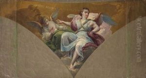 Dos Bocetos De Angeles Para Las Pechinas Del Camarin De La Basilica De La Virgen De Los Desamparados De Valencia, H.1823