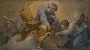 Padre Eterno Con Dos Angeles by Francisco Llacer y Valdermont