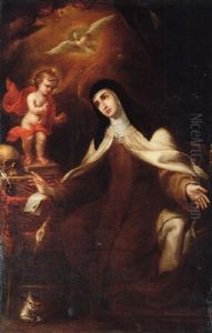 The Christ Child Appearing To Saint Teresa Of Avila by Sebastian de Llanos Valdes
