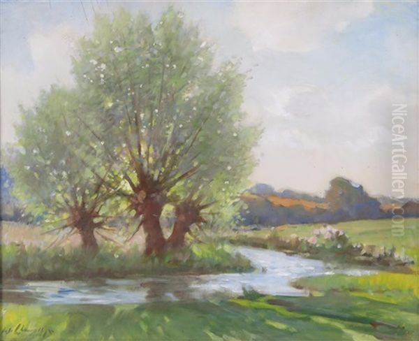 Willows In A River Landscape - view 1