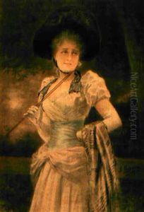 Junge Dame In Elegantem Kostum by Jose Llovera Bofill