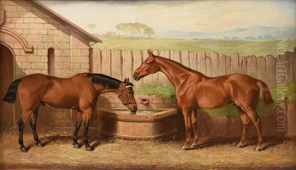 Two Hunters At A Water Trough - view 1
