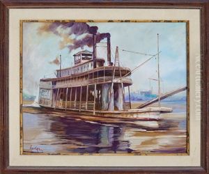 Steamboat On The Mississippi River by Robert Malcolm Lloyd
