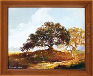Louisiana Landscape With Live Oak, Figures And Cabin by Robert Malcolm Lloyd