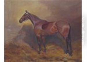 A Grey In A Stable And A Bay Hunter In A Stable (a Pair)