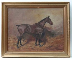 Portrait Of A Bay Hunter Within A Stable by Thomas Ivester Lloyd