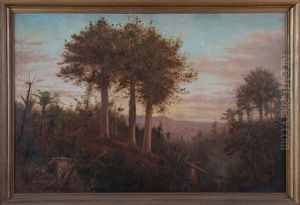 Bush Scene With Kauris And Nikau by Trevor Lloyd